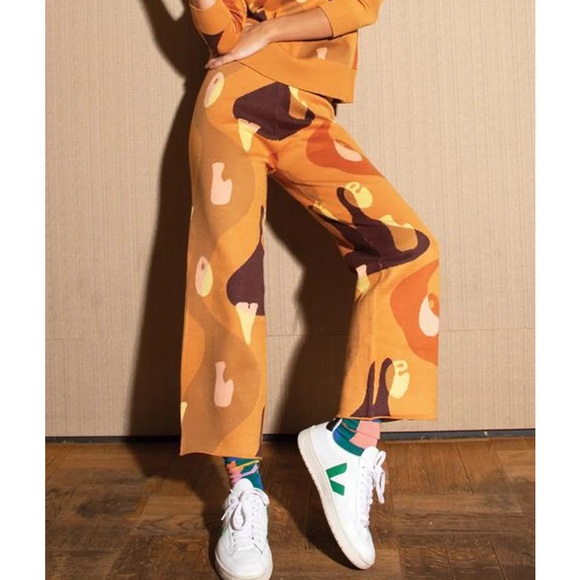 NEVER FULLY DRESSED Tan Retro Love Knit Pant Size 8 - Picture 3 of 16